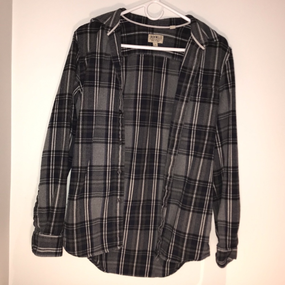 PLAD FLANNEL, JACK WILLS, WARM GREY, BLACK BLUE.